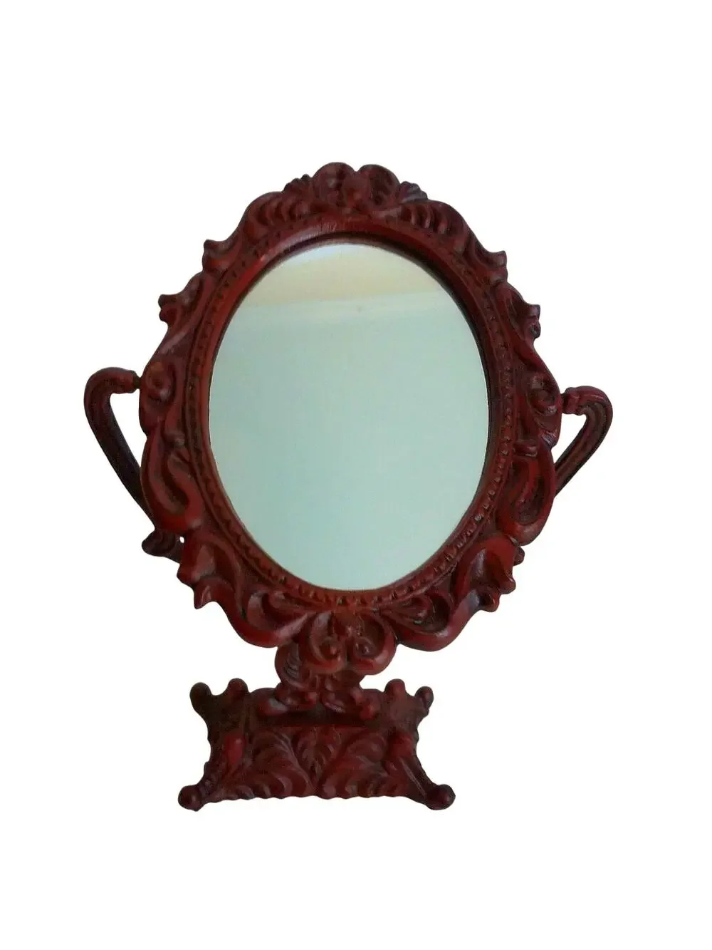 Vintage Gothic Cast Iron Dressing Table Tilting Mirror Dark Brown